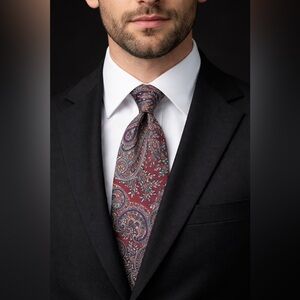 Vintage Christian Dior Monsieur Silk Paisley Tie Burgundy & Navy |Made in France